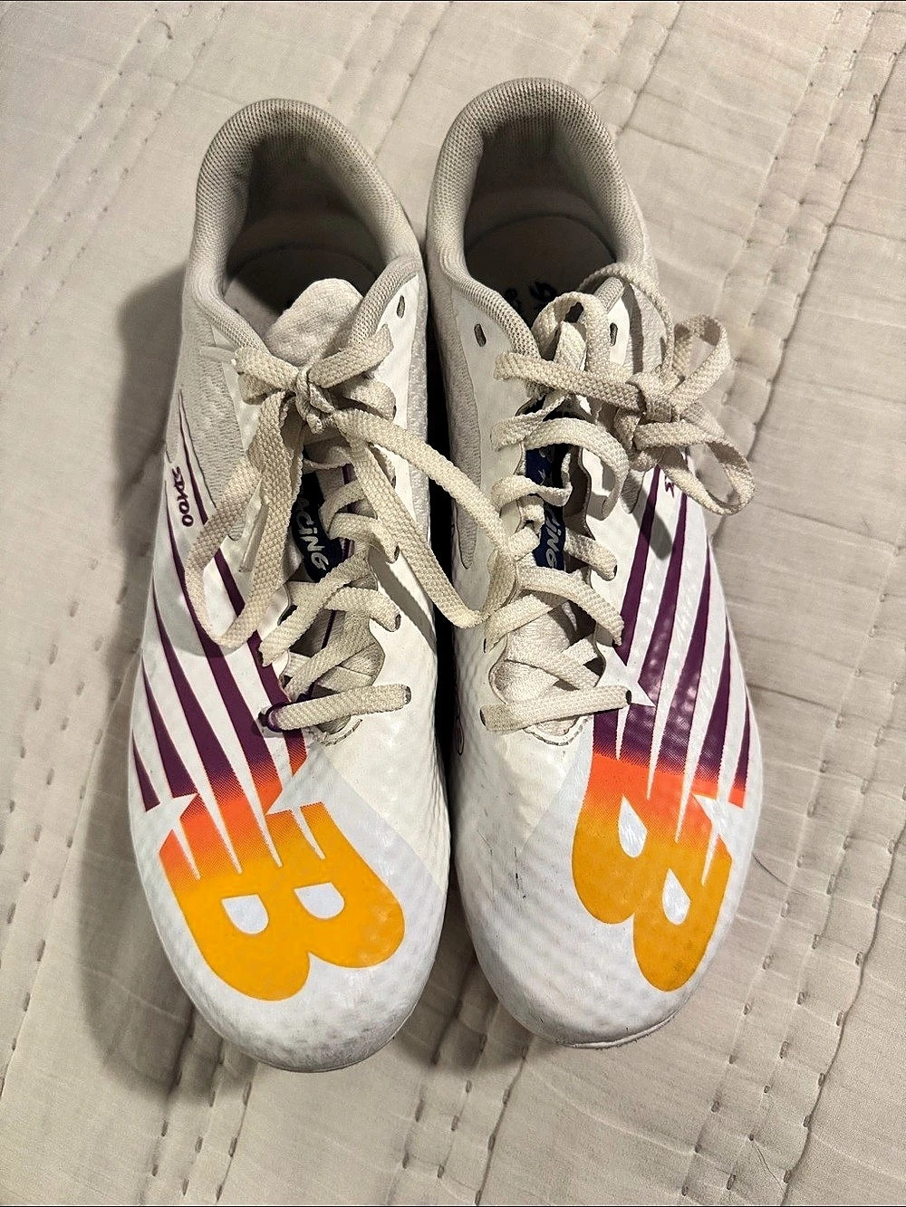 New Balance FuelCell 1004 Track Spikes White & Orange US 8 D